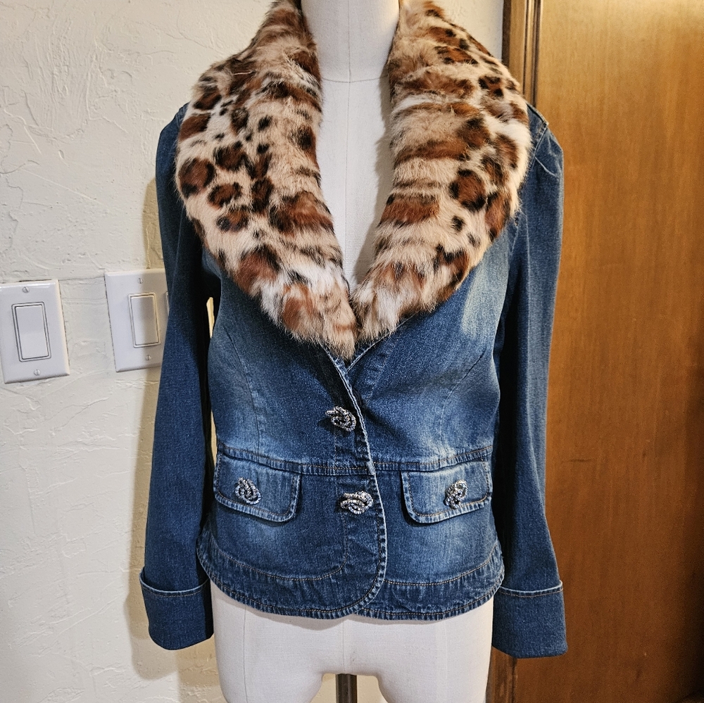 Berer Jean Jacket Fur Collar
